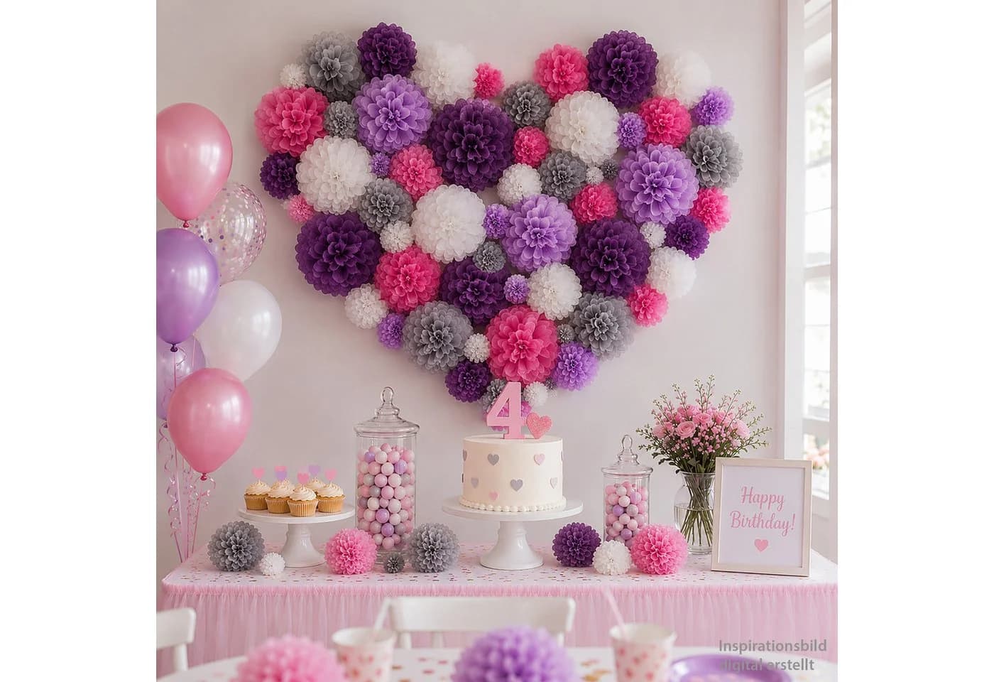 Creativity 10er Set Papier Pompons 20cm Weiß Seidenpapier - Bild 5