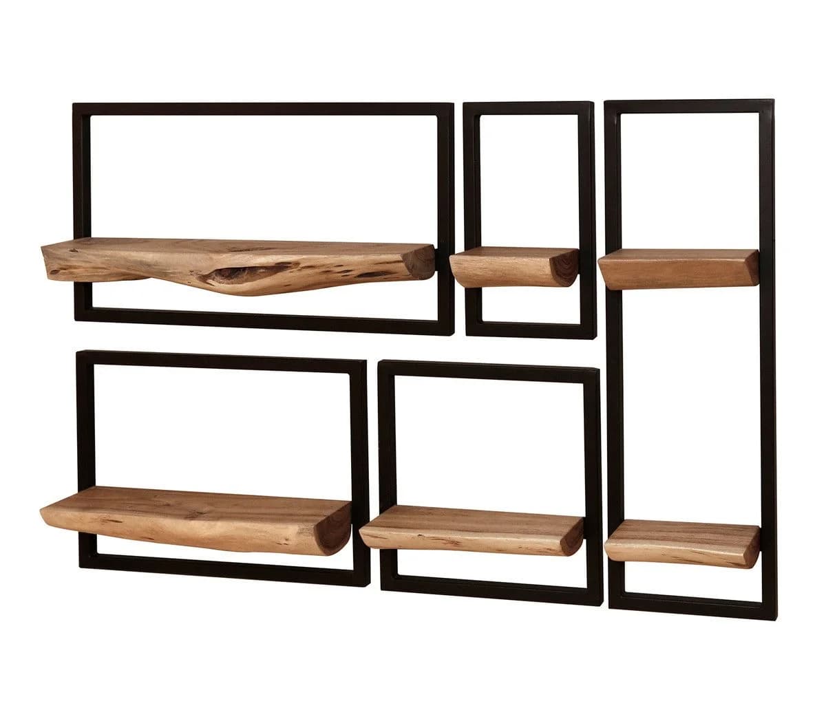 LEVEN Lifestyle Wandregal 5er Set mit Baumkante Holz Metall - Bild 5
