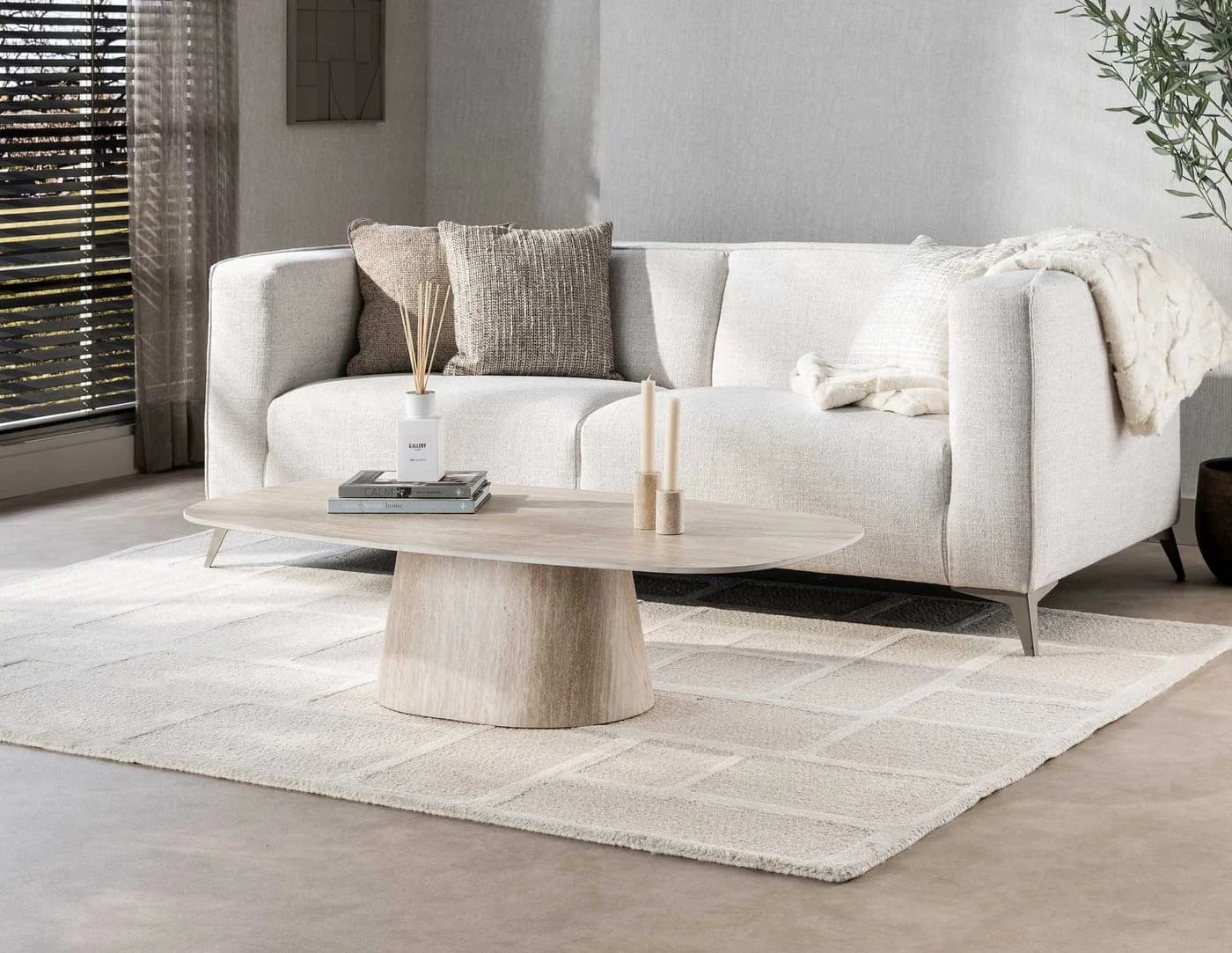 LEVEN Lifestyle Couchtisch NOOR Travertin Keramik Oval - Bild 5