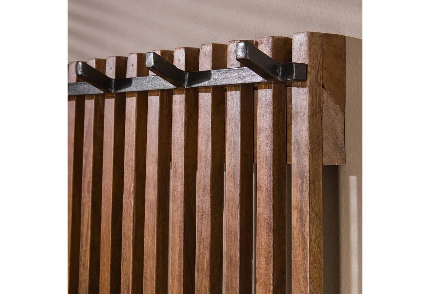 LEVEN Lifestyle Wandgarderobe MALON massiv Holz sandfarben 14 Haken - Bild 4