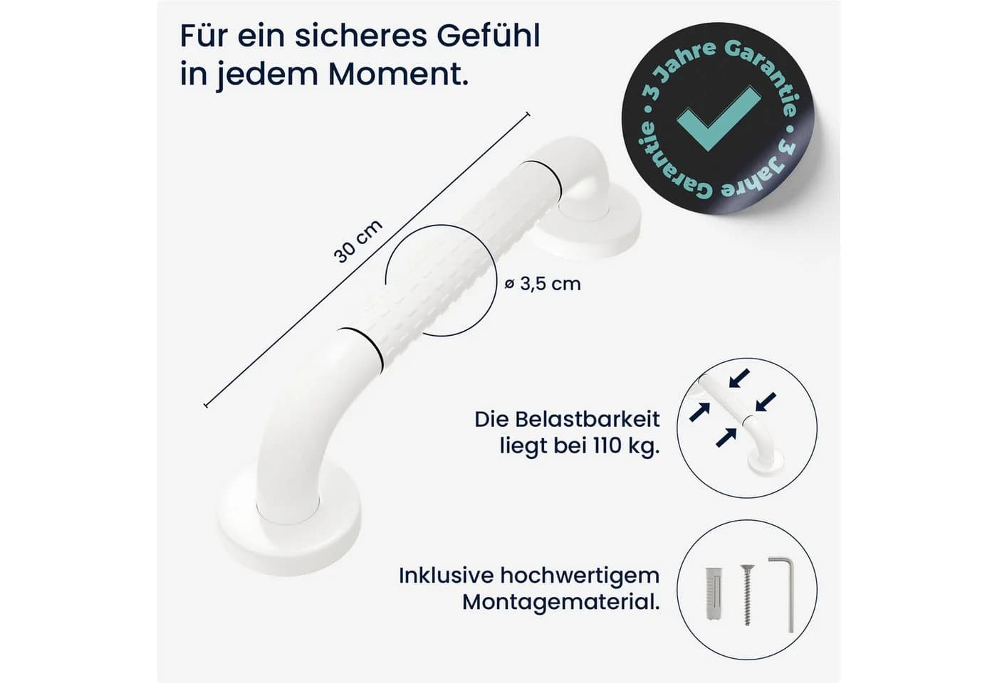 flexilife Haltegriff Badewanne Edelstahl rutschfest - Bild 3
