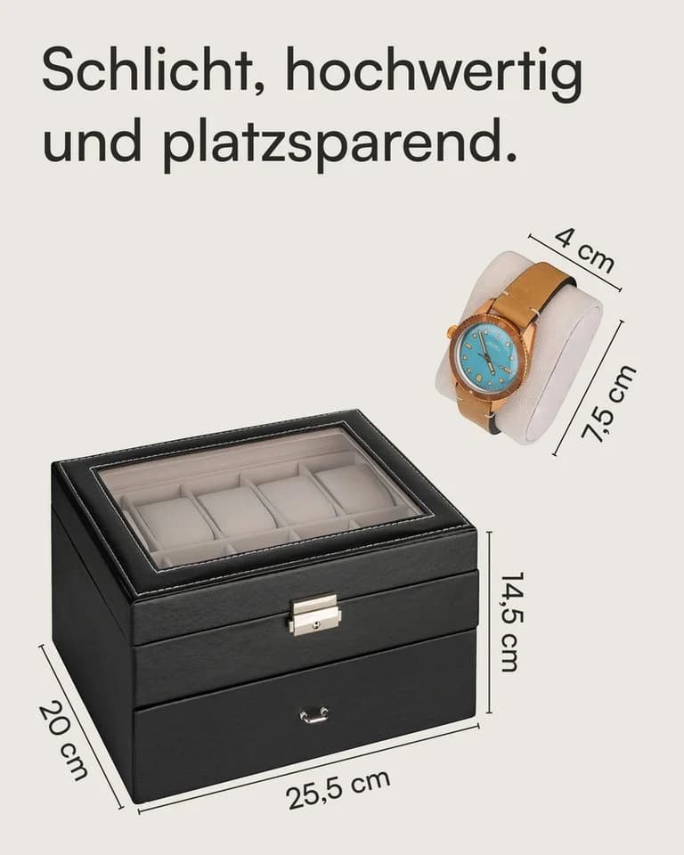 shelfmade Uhrenbox Basel für 20 Uhren Schwarz - Bild 4