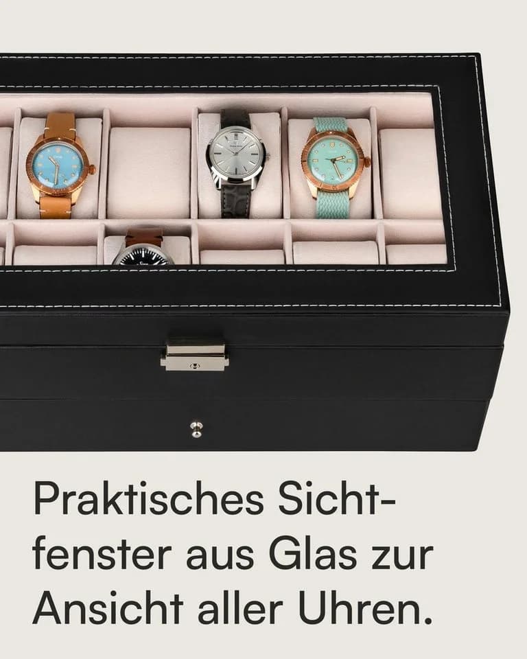 shelfmade Uhrenbox Zürich Schwarz - Aufbewahrung für 12 Uhren - Bild 5