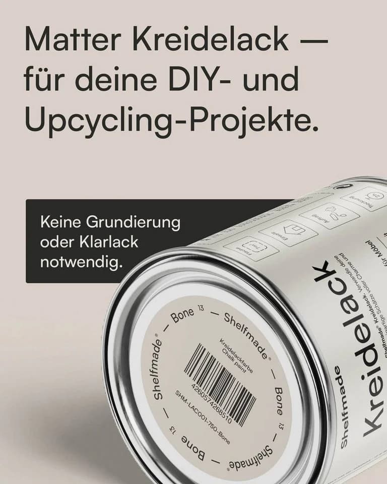 shelfmade Kreidefarbe 750ml Matte Beige Shabby Chic Holzlack - Bild 3