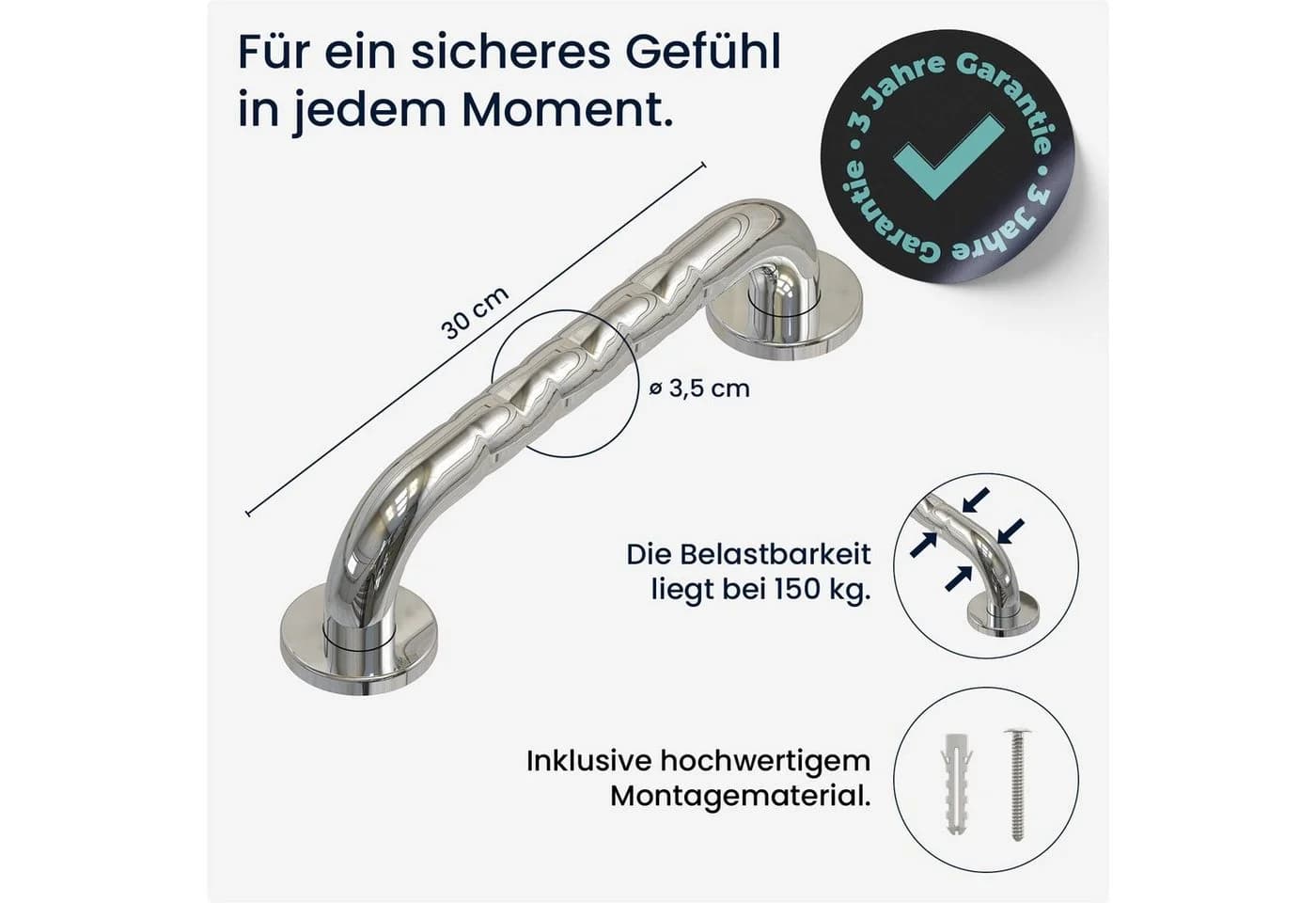 flexilife Haltegriff Edelstahl Badewannengriff Duschgriff - Bild 3