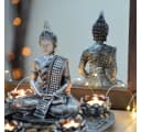 INtrenDU Teelichthalter mit Tablett Buddha Set Silber Frei Platzierbar Bild 1