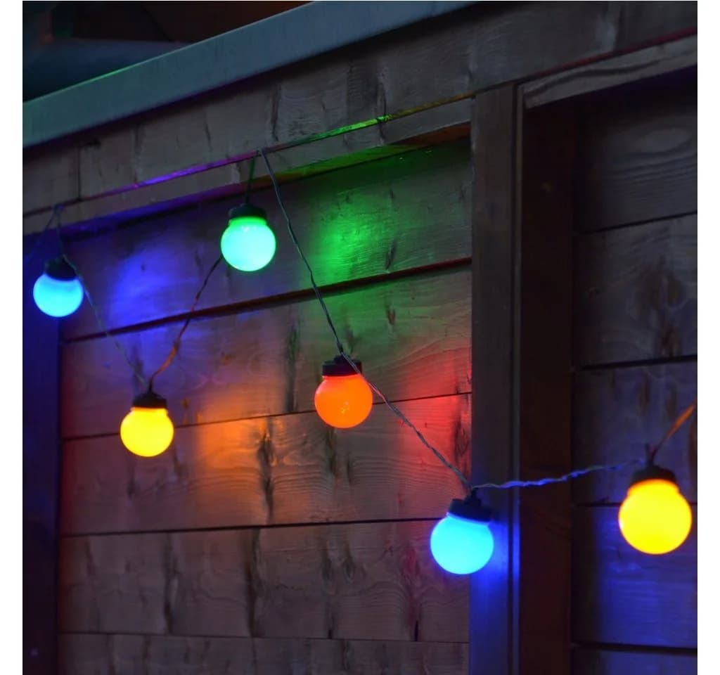 INtrenDU LED-Lichterkette Party bunt 12,5m mit 20 Kugeln