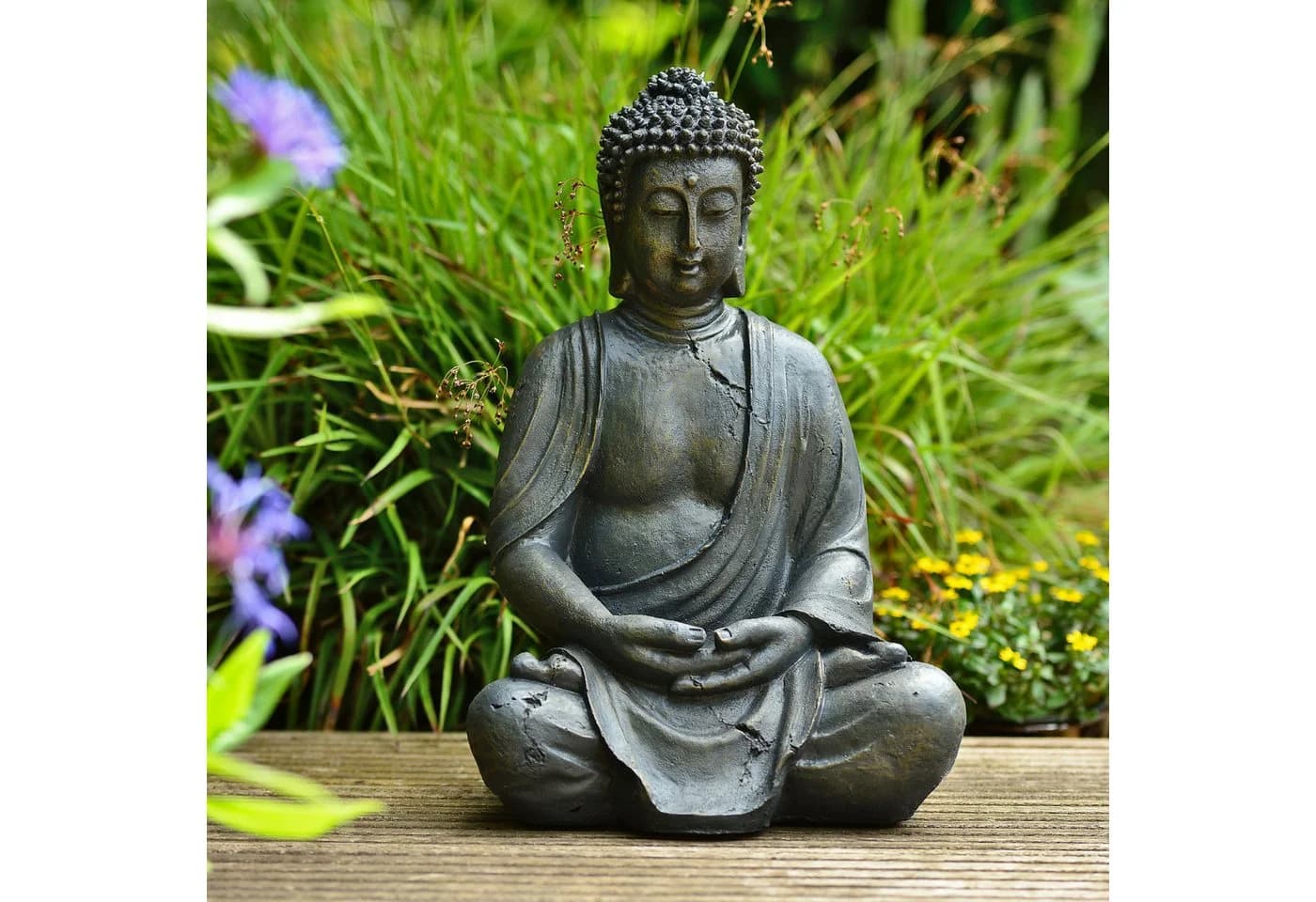 INtrenDU Dhyana-Buddha Gartenfigur 38cm Polyresin - Bild 2