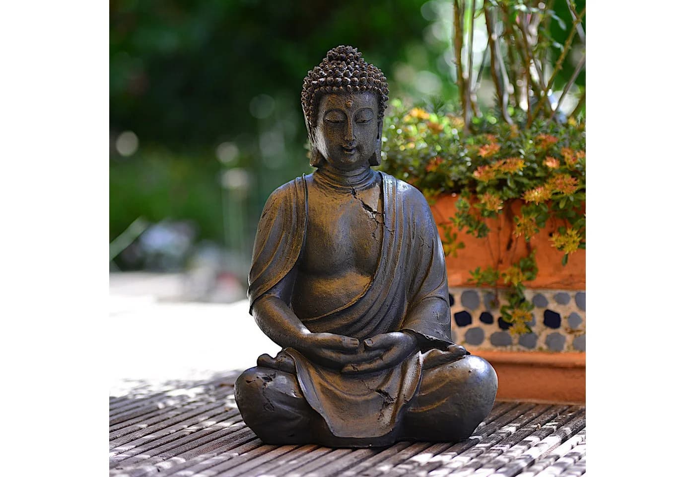INtrenDU Dhyana-Buddha Gartenfigur 38cm Polyresin - Bild 5
