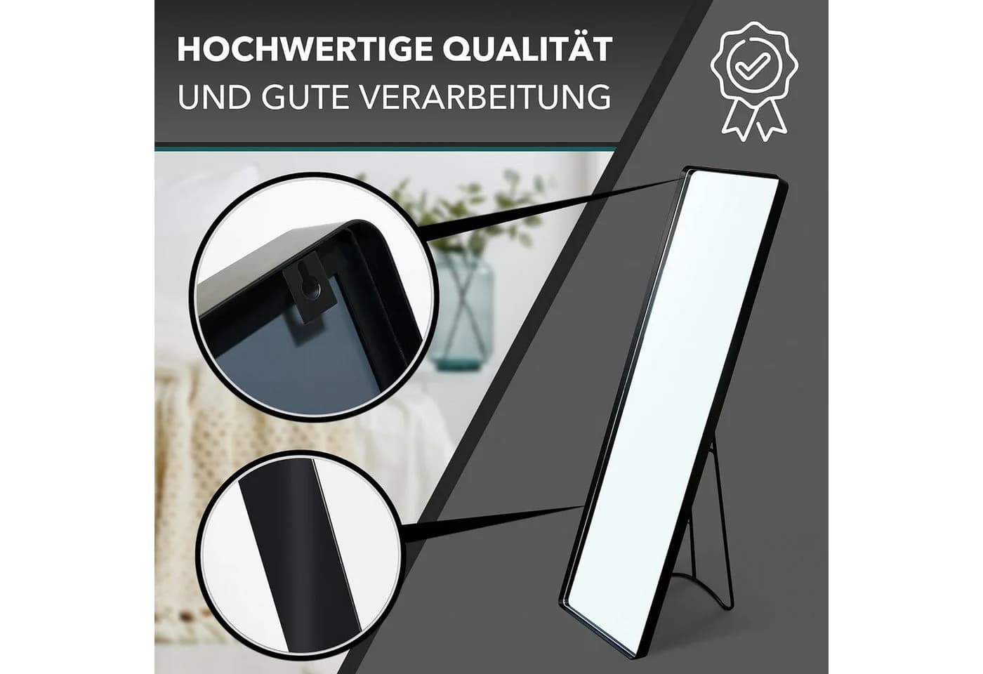 INtrenDU Standspiegel Ganzkörperspiegel Schwarz - Bild 5