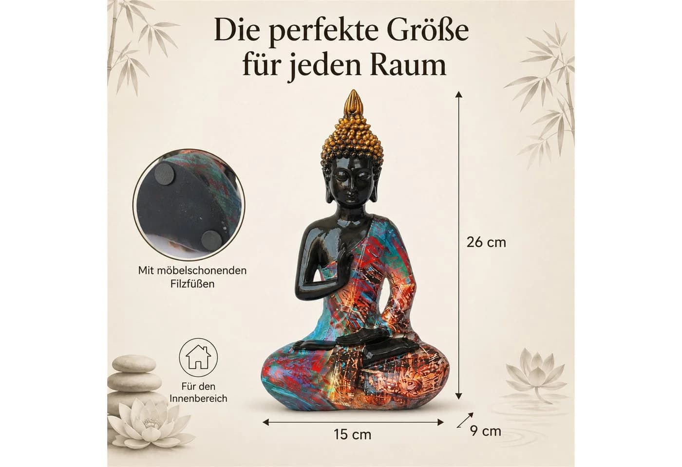 INtrenDU Buddhafigur bunt 26 cm sitzend im Pop-Art-Stil