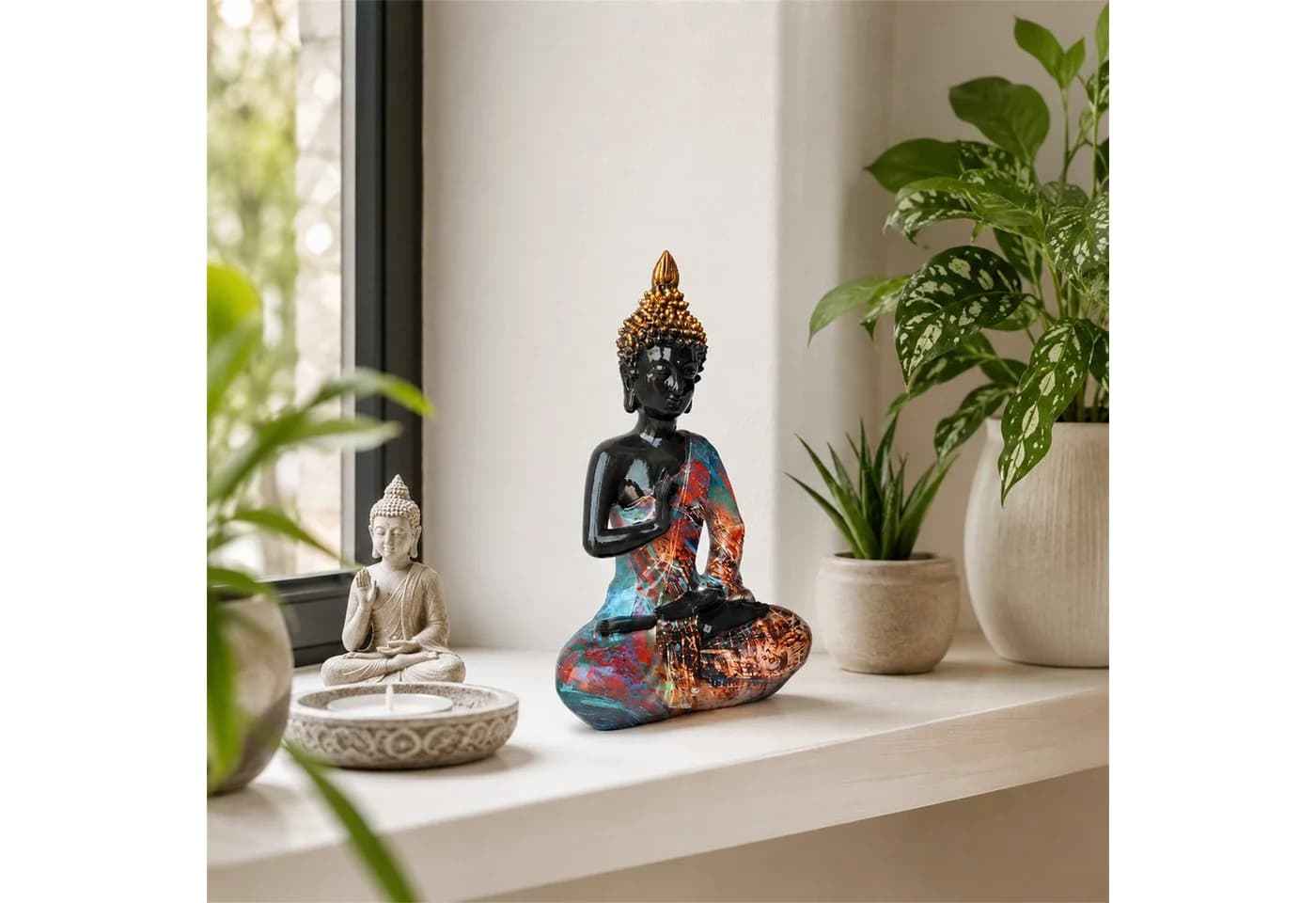 INtrenDU Buddhafigur bunt 26 cm sitzend im Pop-Art-Stil - Bild 2