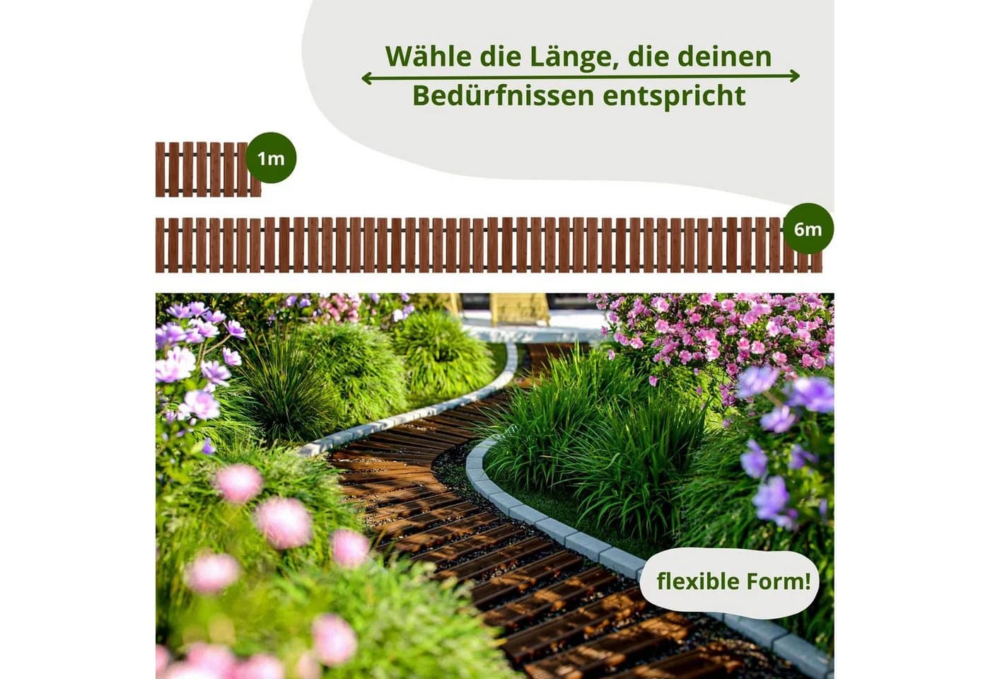 Floranica Gartenweg aus Lärchenholz Braun Rollweg rutschfest - Bild 3