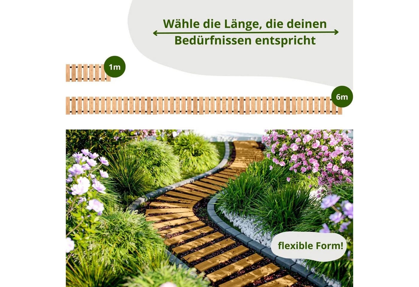Floranica Gartenweg aus Lärchenholz Rollweg rutschfest - Bild 3