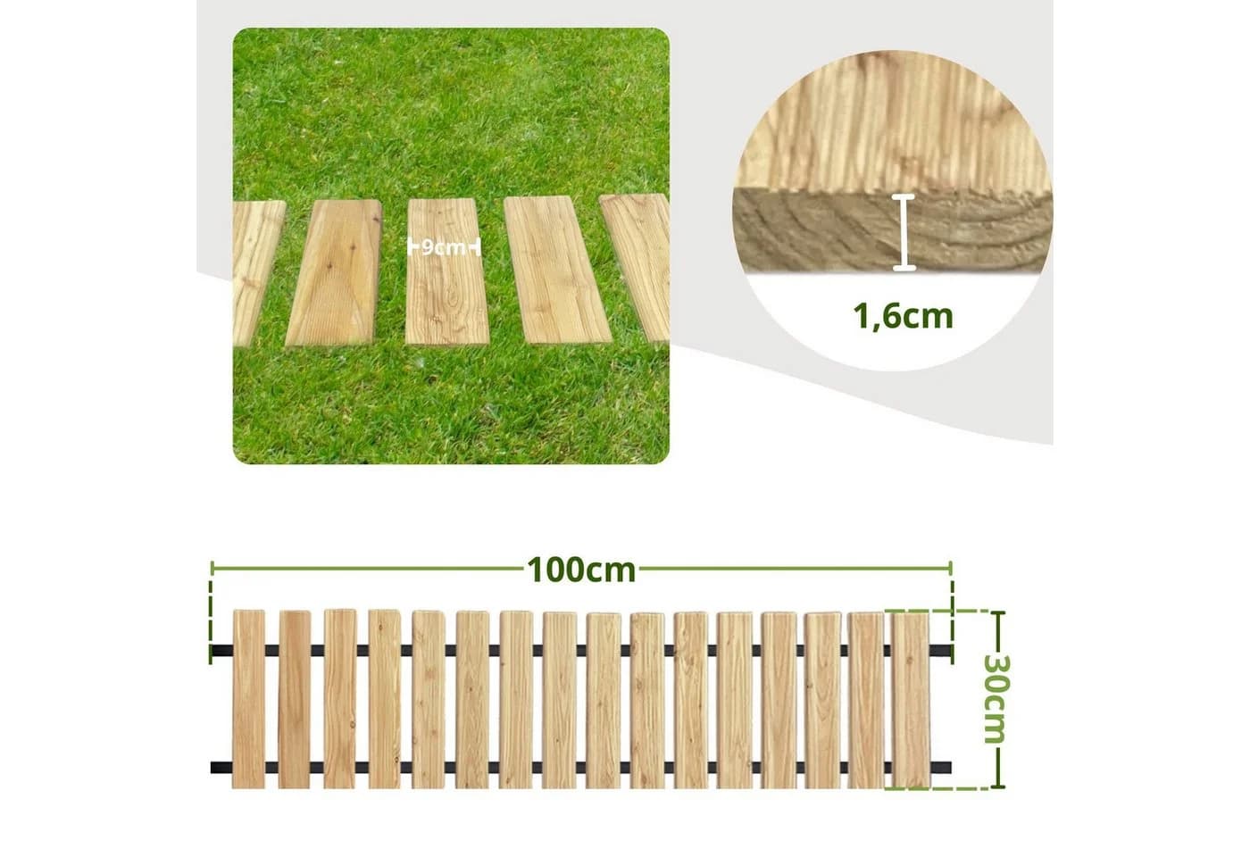 Floranica Gartenweg aus Lärchenholz Rollweg rutschfest