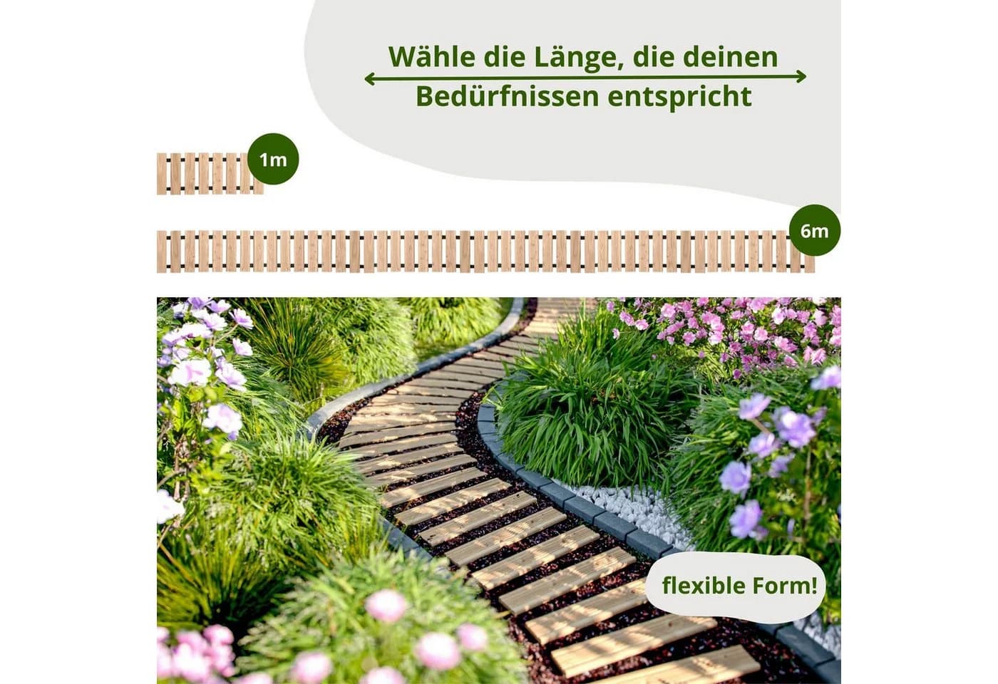 Floranica Gartenweg aus Lärchenholz Rollweg rutschfest - Bild 3