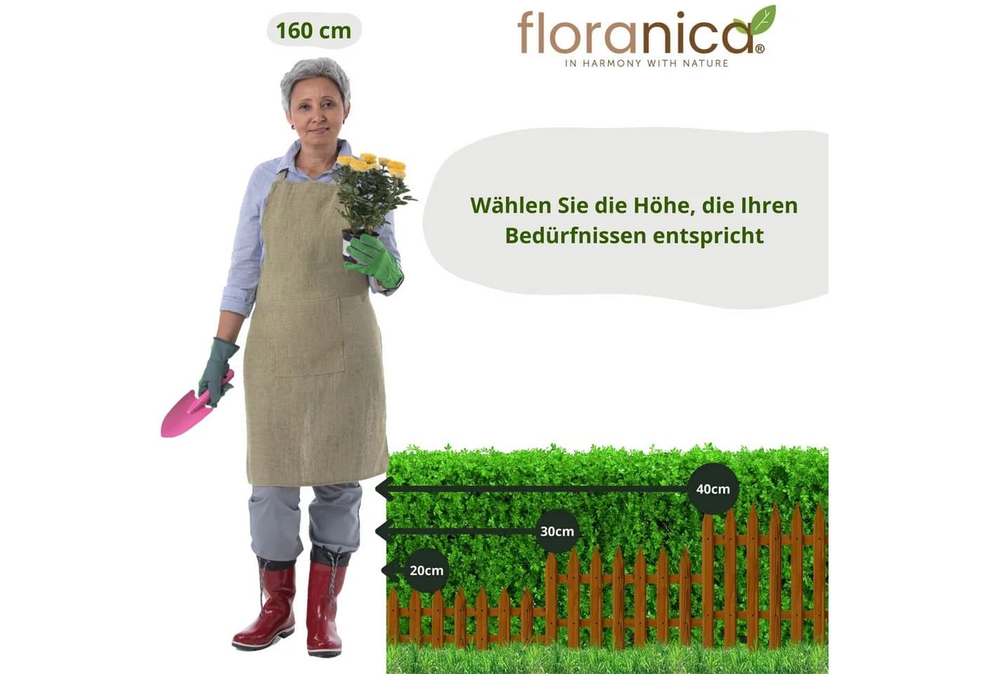Floranica Zierzaun Braun Kiefernholz 100 cm - Bild 3