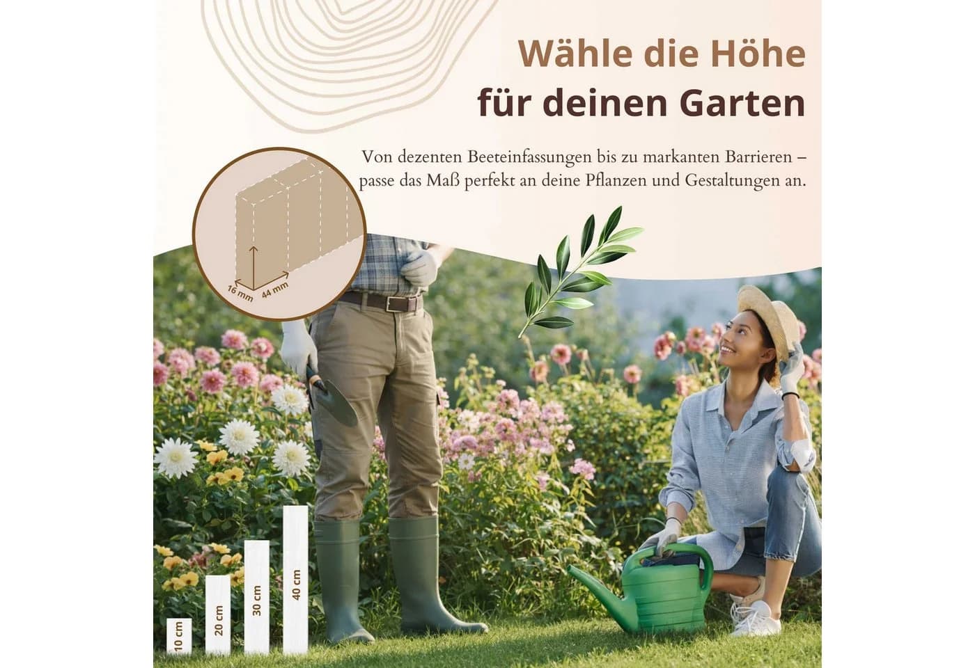 Floranica Beetbegrenzung Weiß Flexibler Rollborder - Bild 3