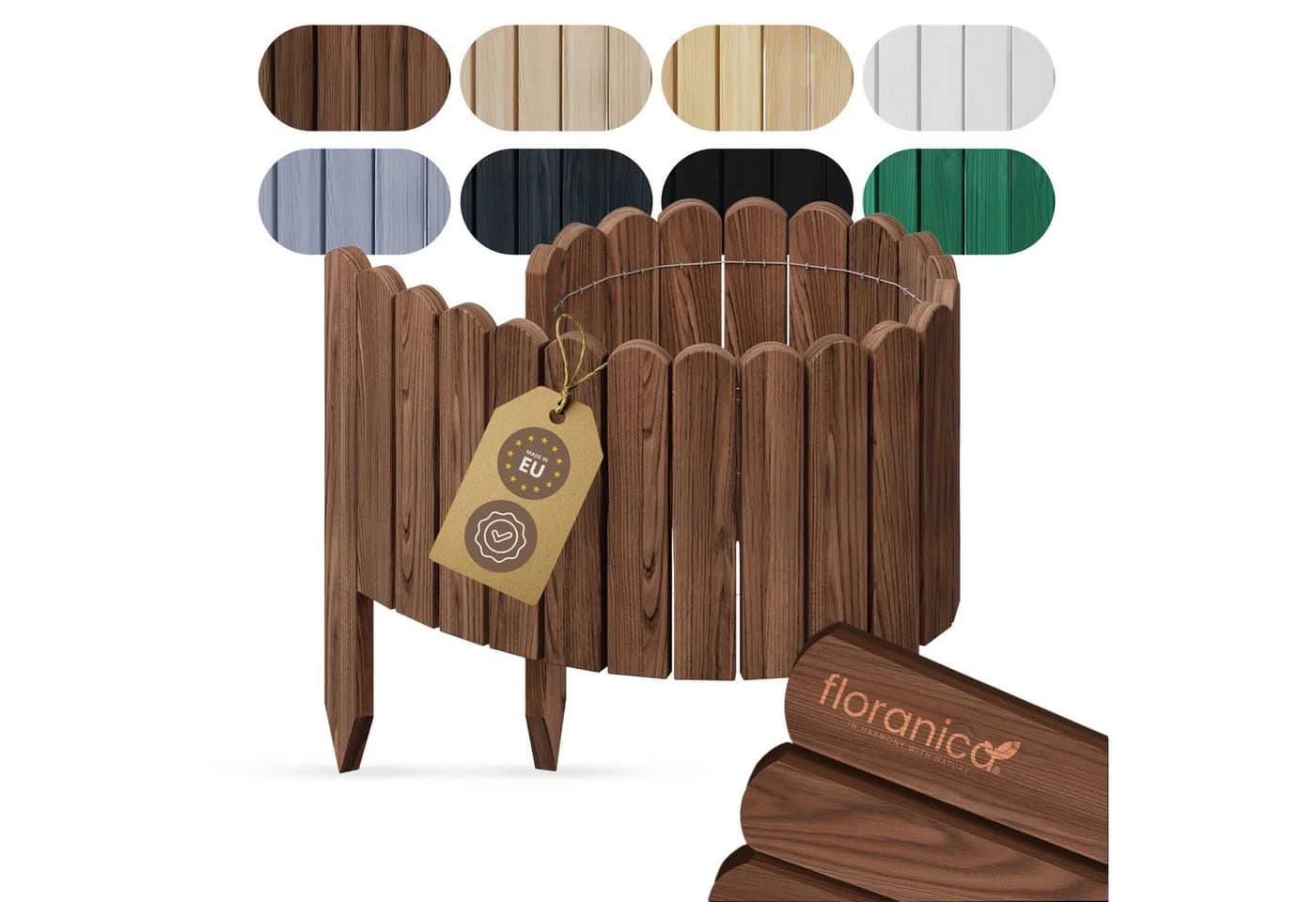 Floranica Flexible Rasenkante Rollborder Beeteinfassung Holzzaun Braun - Bild 2