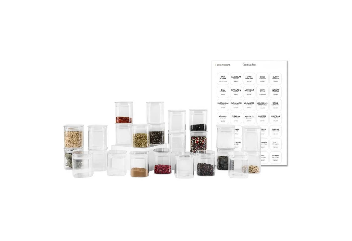 Lieblingsglas Gewürzglas-Set 20-tlg. Eckig Glas Weiß - Bild 2