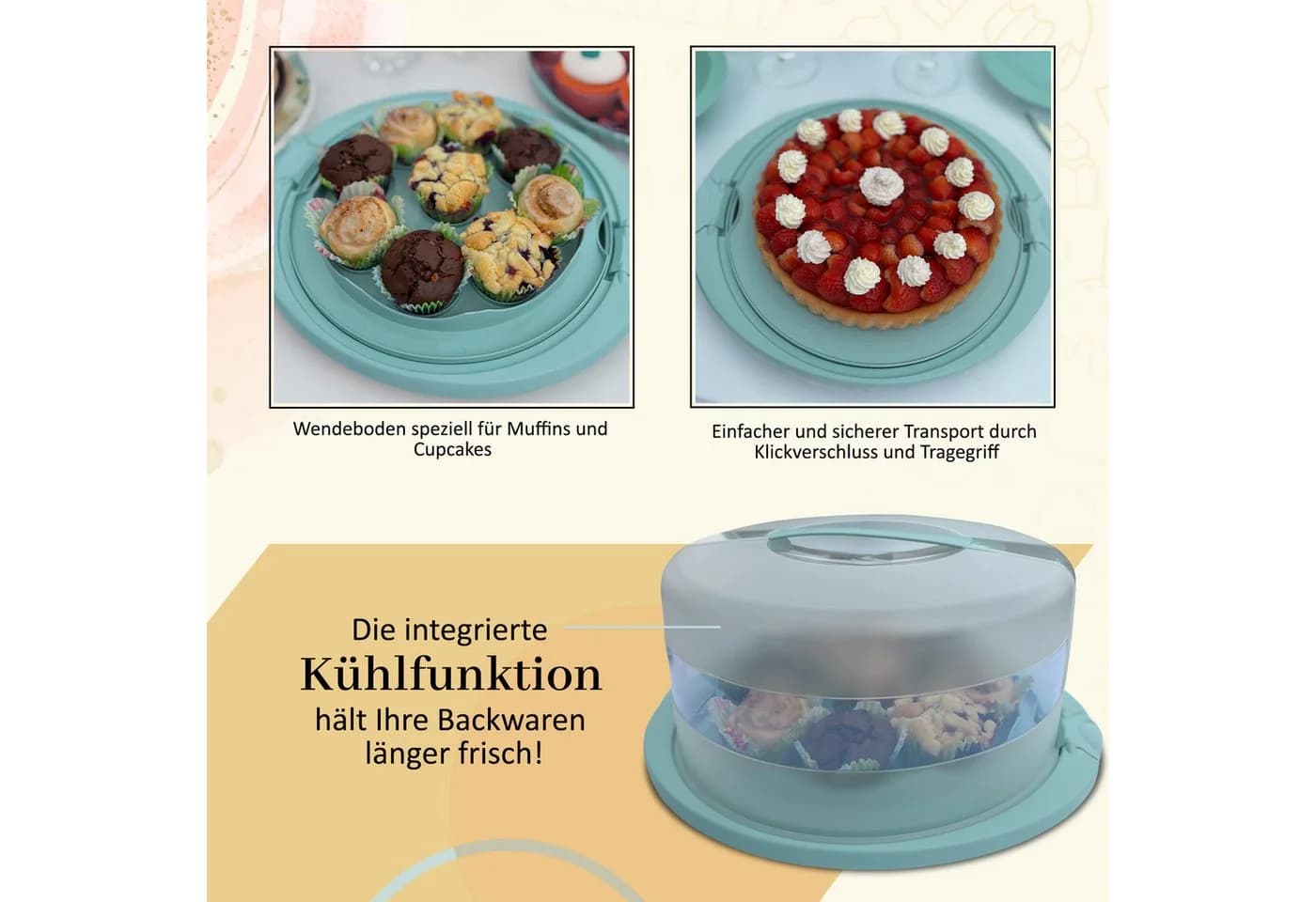 Lomatek Tortenglocke 2-in-1 Helltürkis mit Kühlfunktion - Bild 4