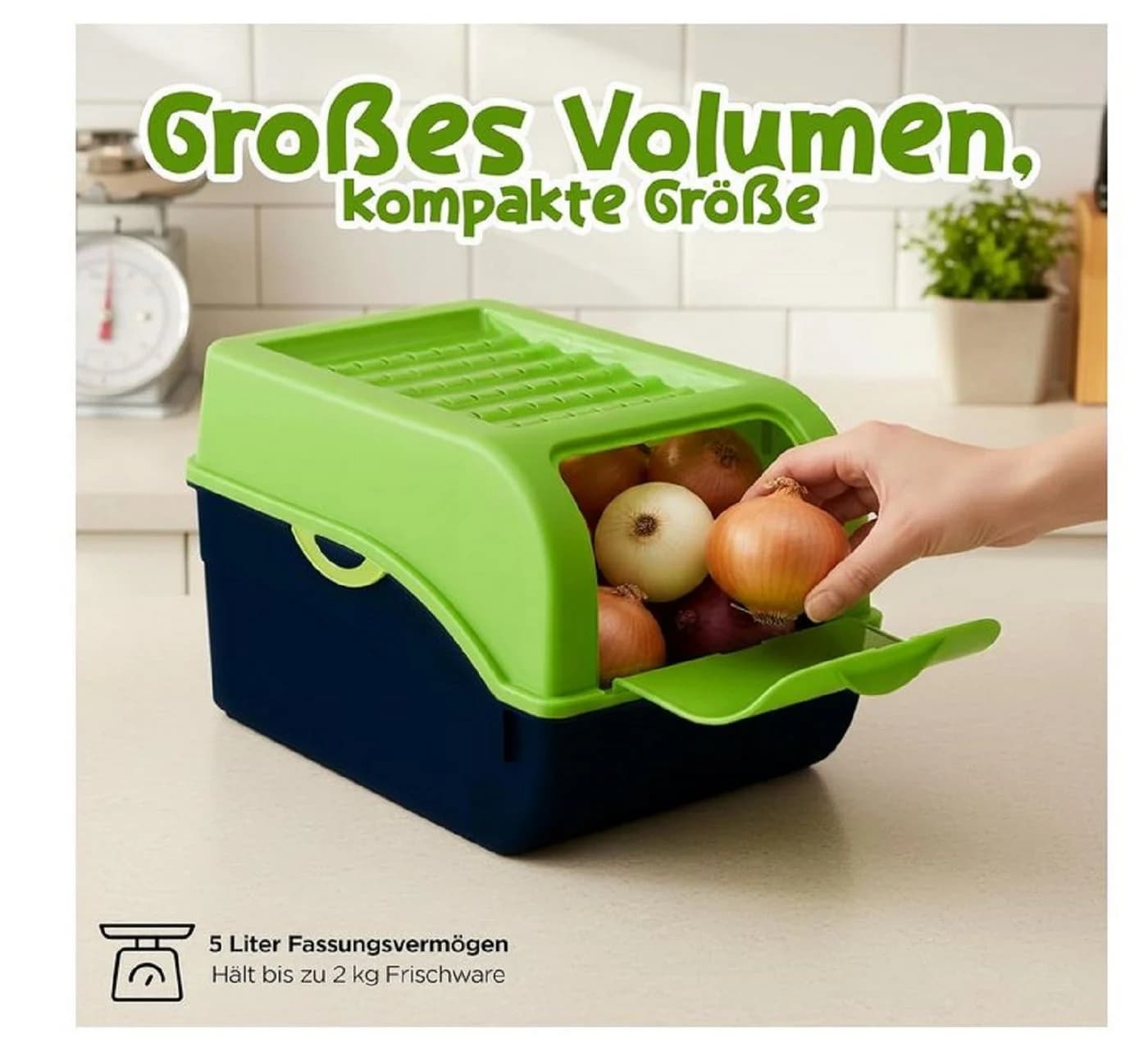 Lomatek Aufbewahrungsbox 5L Stapelbar mit Lüftung Anthrazit/Grün - Bild 4