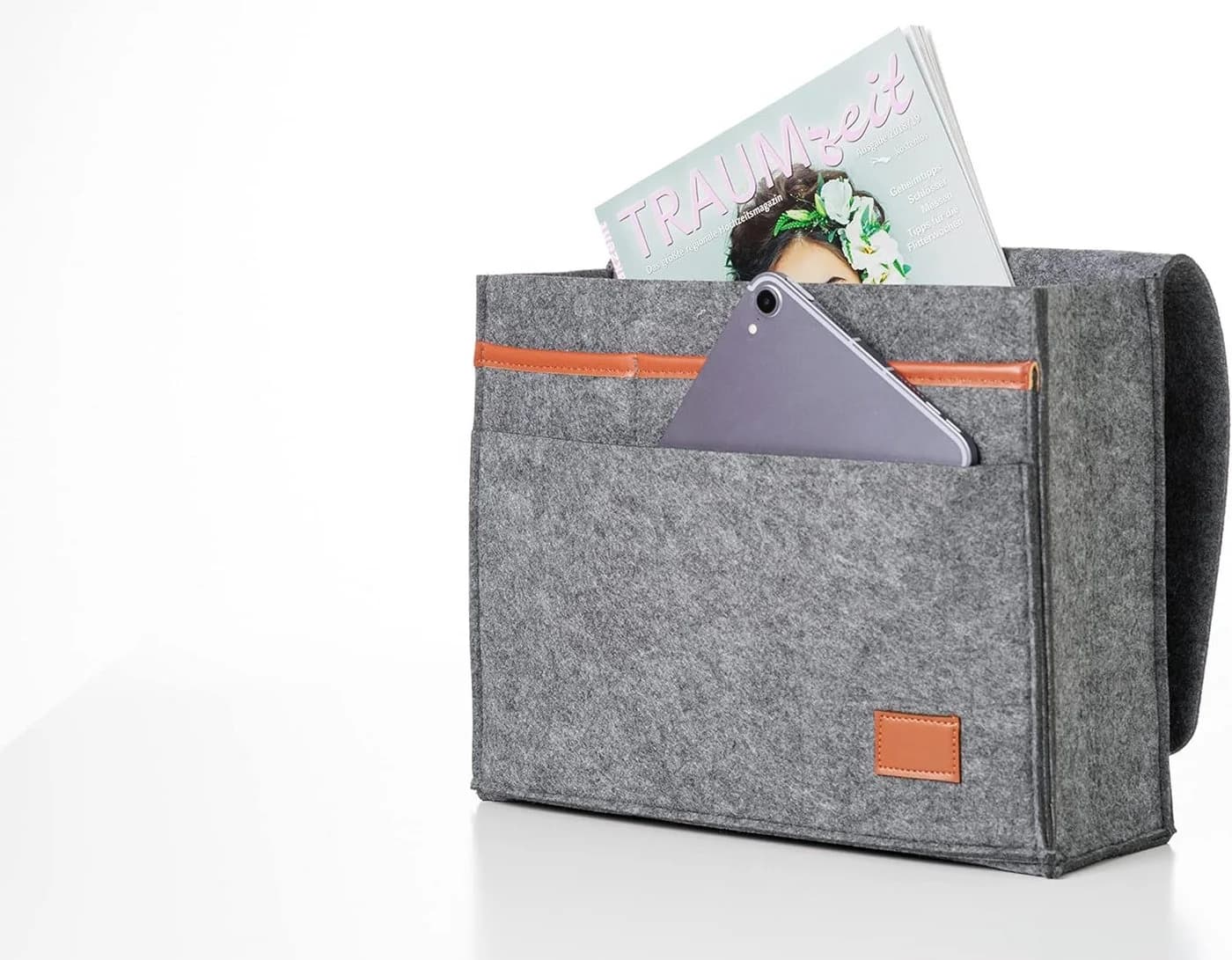 hausleben Betttasche Hellgrau Bett- und Sofa-Organizer aus Filz - Bild 2