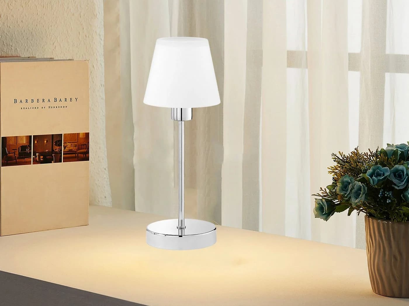 TRIO Leuchten LED Nachttischlampe Touch Dimmbar Weiß Chrom - Bild 5