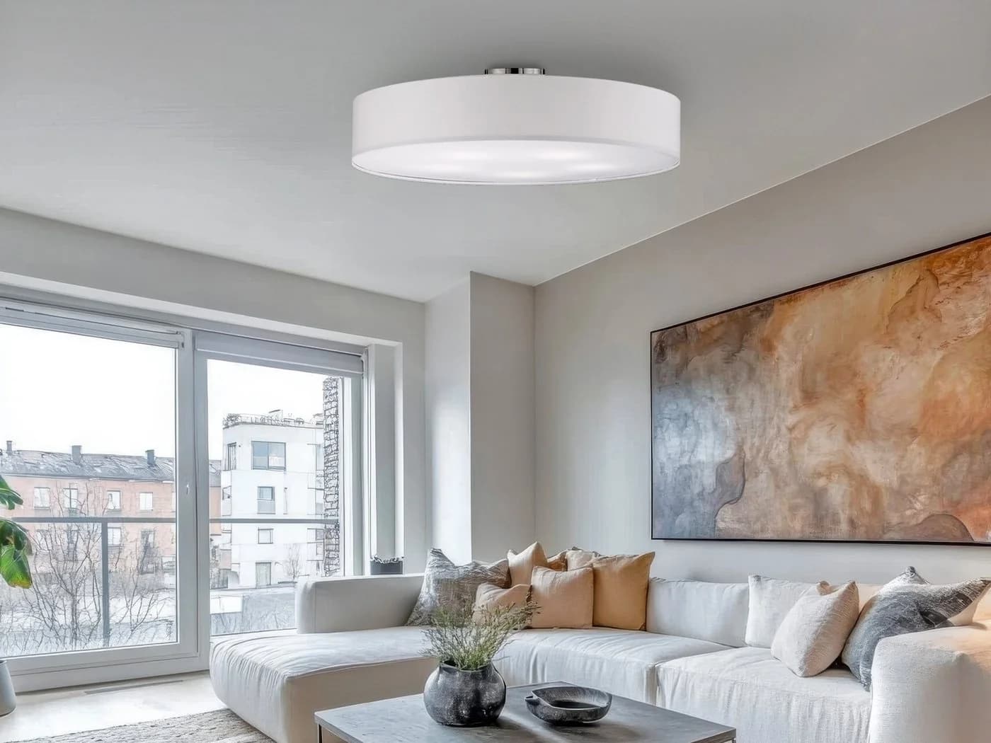 Trio Leuchten LED Deckenleuchte Warmweiß Stoff Lampenschirm Weiß - Bild 5