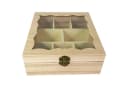 Mojawo Teebox Holz Natur mit Glasdeckel 8 Fächer Bild 3