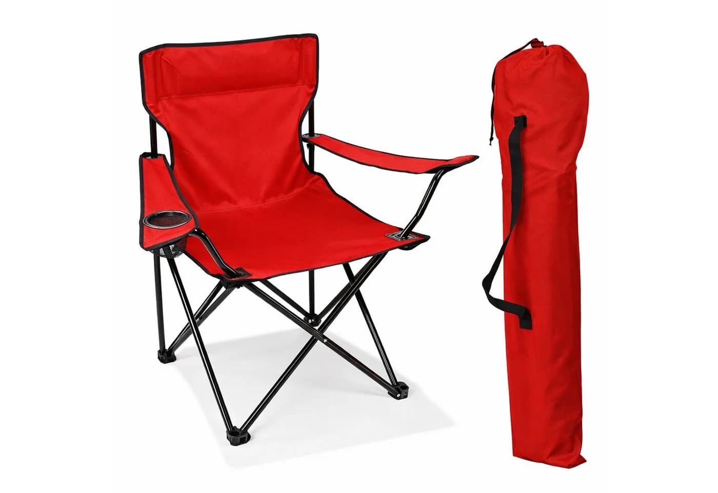 Mojawo Klappstuhl Anglersessel Rot mit Getränkehalter und Tasche - Bild 3