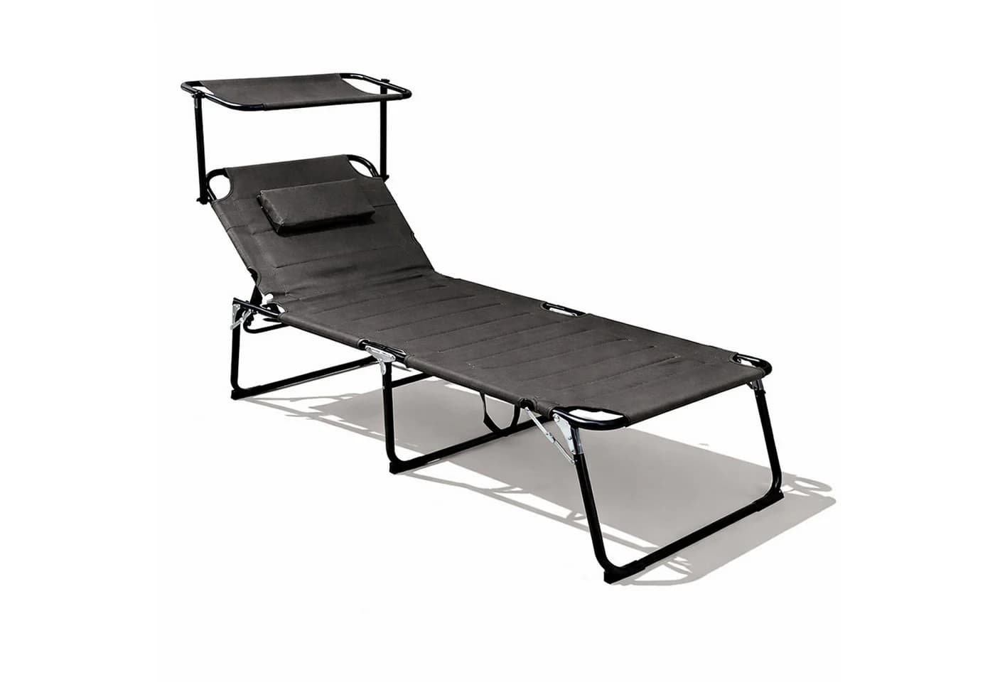 Mojawo XXL Gartenliege Aluminium mit Sonnendach und Kissen anthrazit