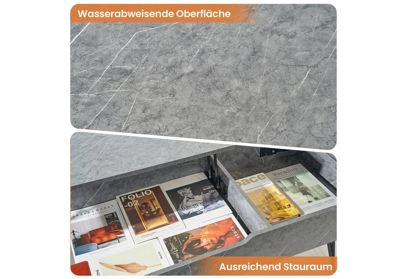 Gunuss höhenverstellbarer Couchtisch mit Ablagefach Grau - Bild 5
