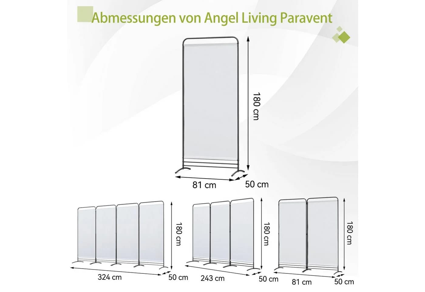 Angel Living Klappbarer Paravent Sichtschutzwand Weiß/Beige