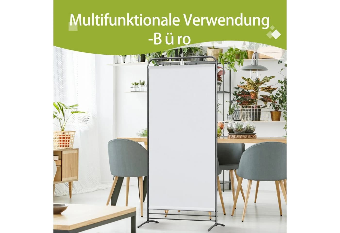 Angel Living Klappbarer Paravent Sichtschutzwand Weiß/Beige - Bild 5