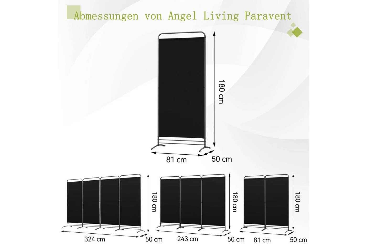 Angel Living Paravent 1-teilig Klappbarer Raumteiler Schwarz