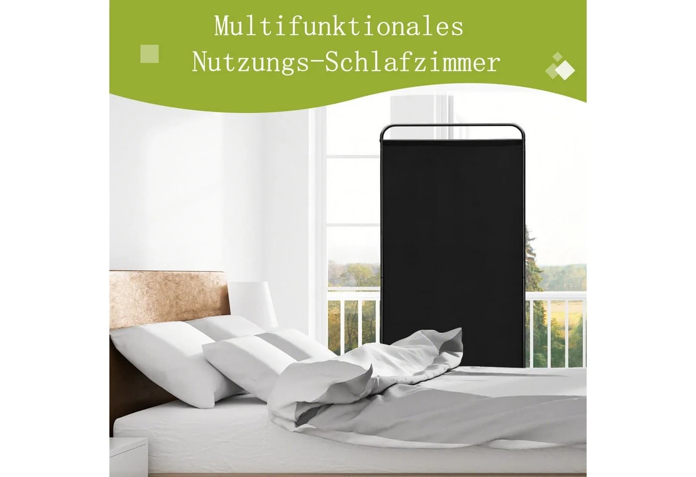 Angel Living Paravent 1-teilig Klappbarer Raumteiler Schwarz - Bild 4