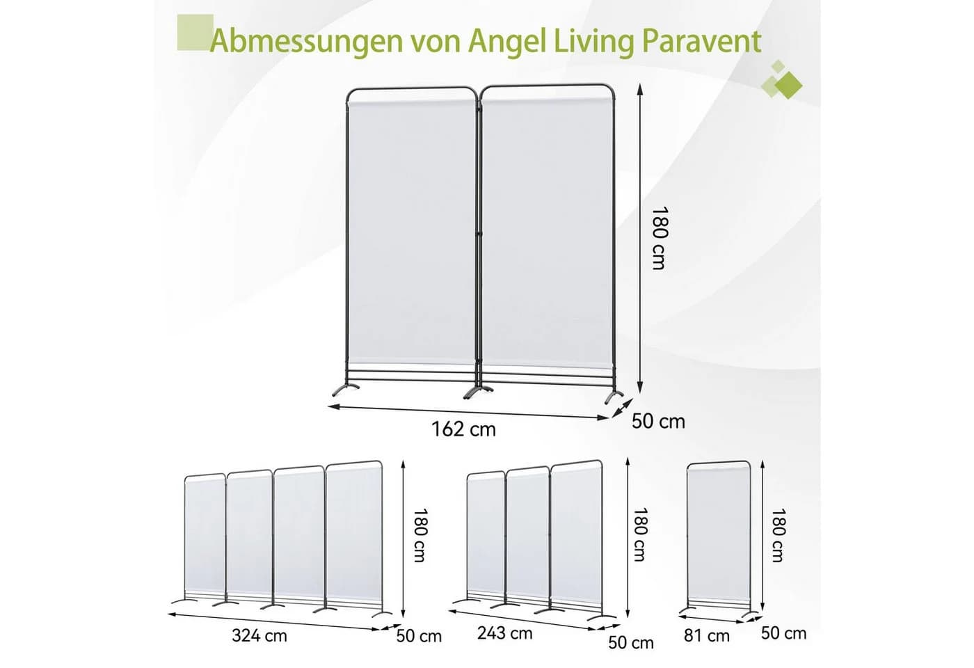 Angel Living Paravent 2-teilig klappbar Sichtschutzwand