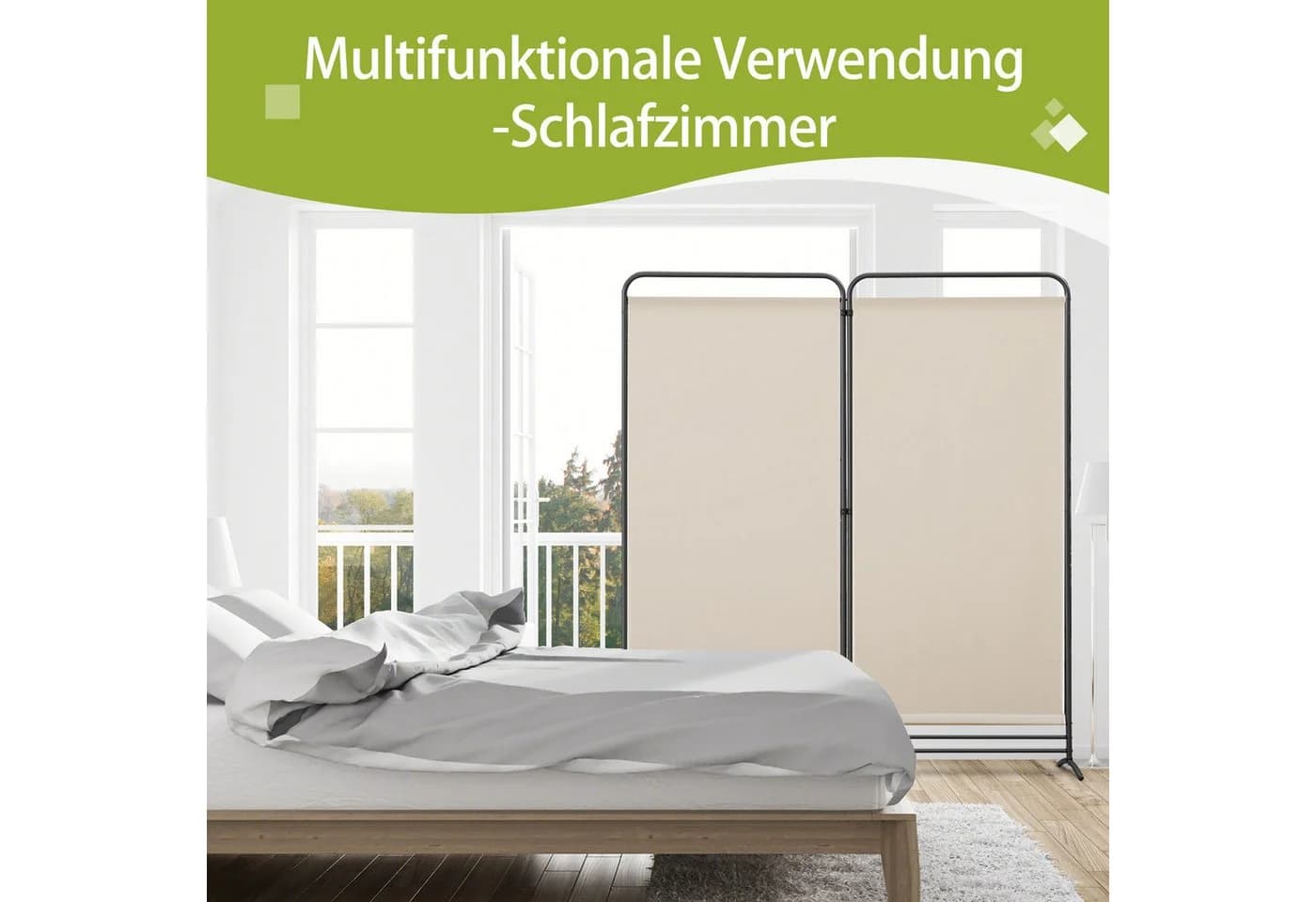Angel Living Paravent 2 Teilig klappbarer Raumteiler, freistehende Sichtschutzwand - Bild 4