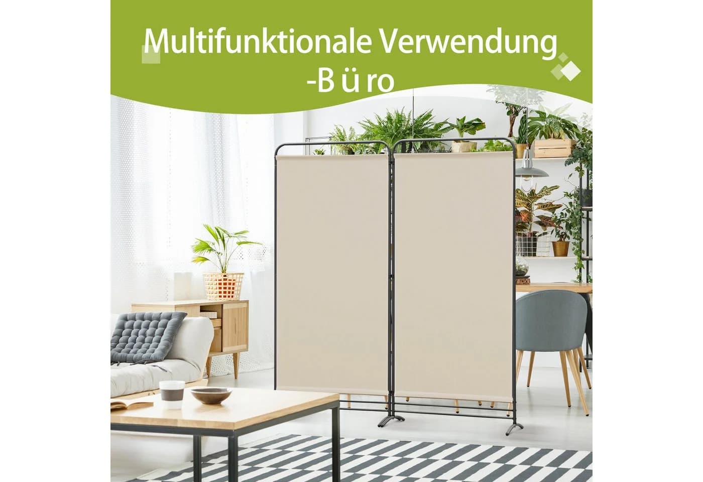 Angel Living Paravent 2 Teilig klappbarer Raumteiler, freistehende Sichtschutzwand - Bild 5