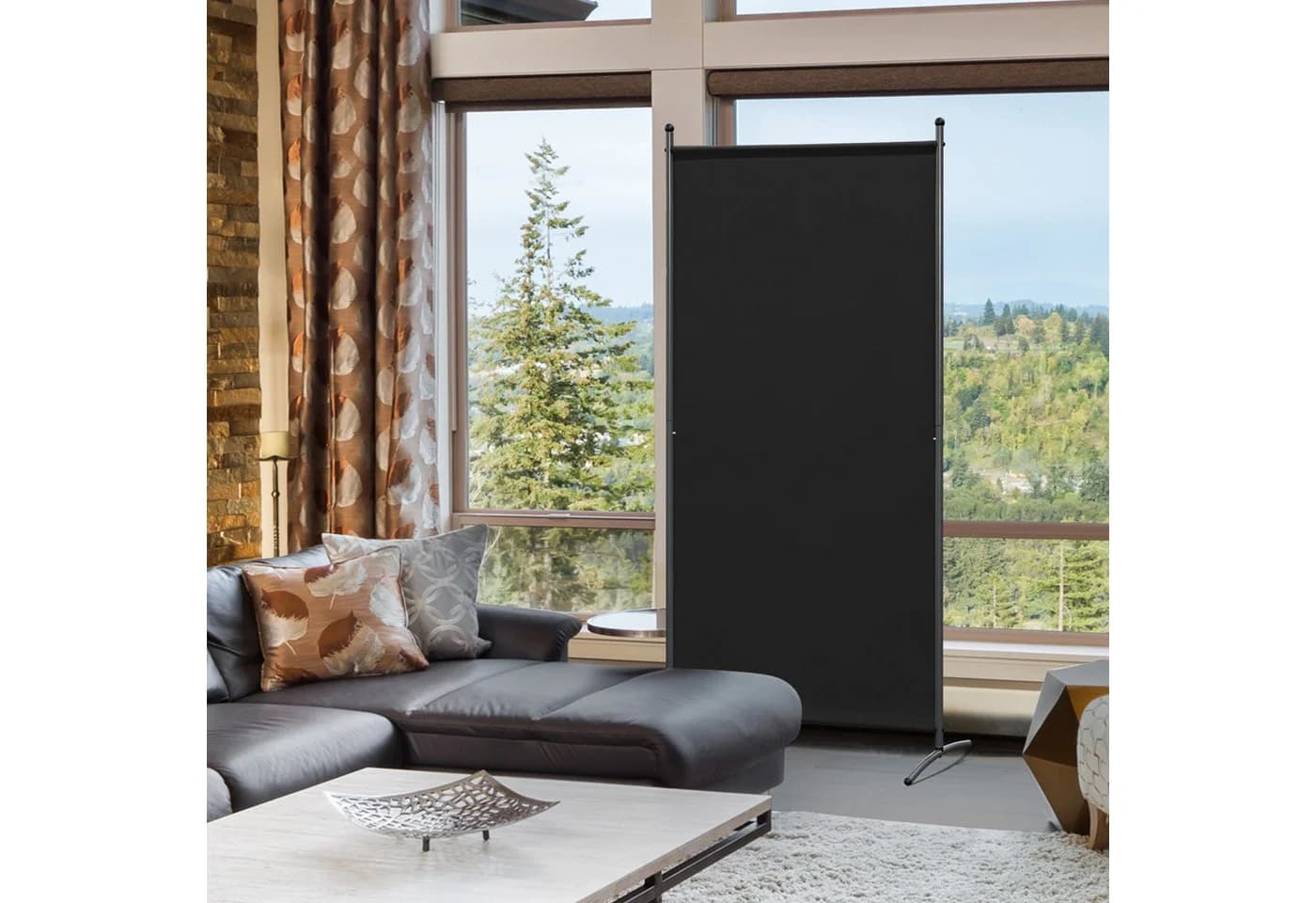 Angel Living Paravent Raumteiler-Paravent 81x180 cm Sichtschutz Stahl Polyester Schwarz - Bild 5