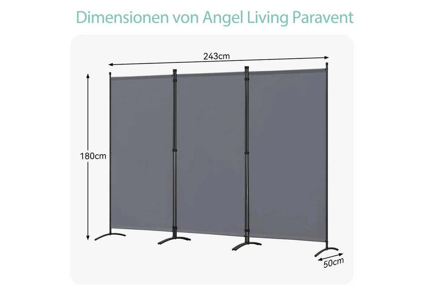 Angel Living 3-teiliger Paravent Raumteiler Sichtschutz Stahl Polyester