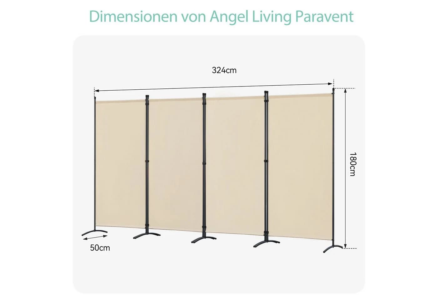 Angel Living 4-teiliger Paravent Raumteiler Sichtschutz Beige