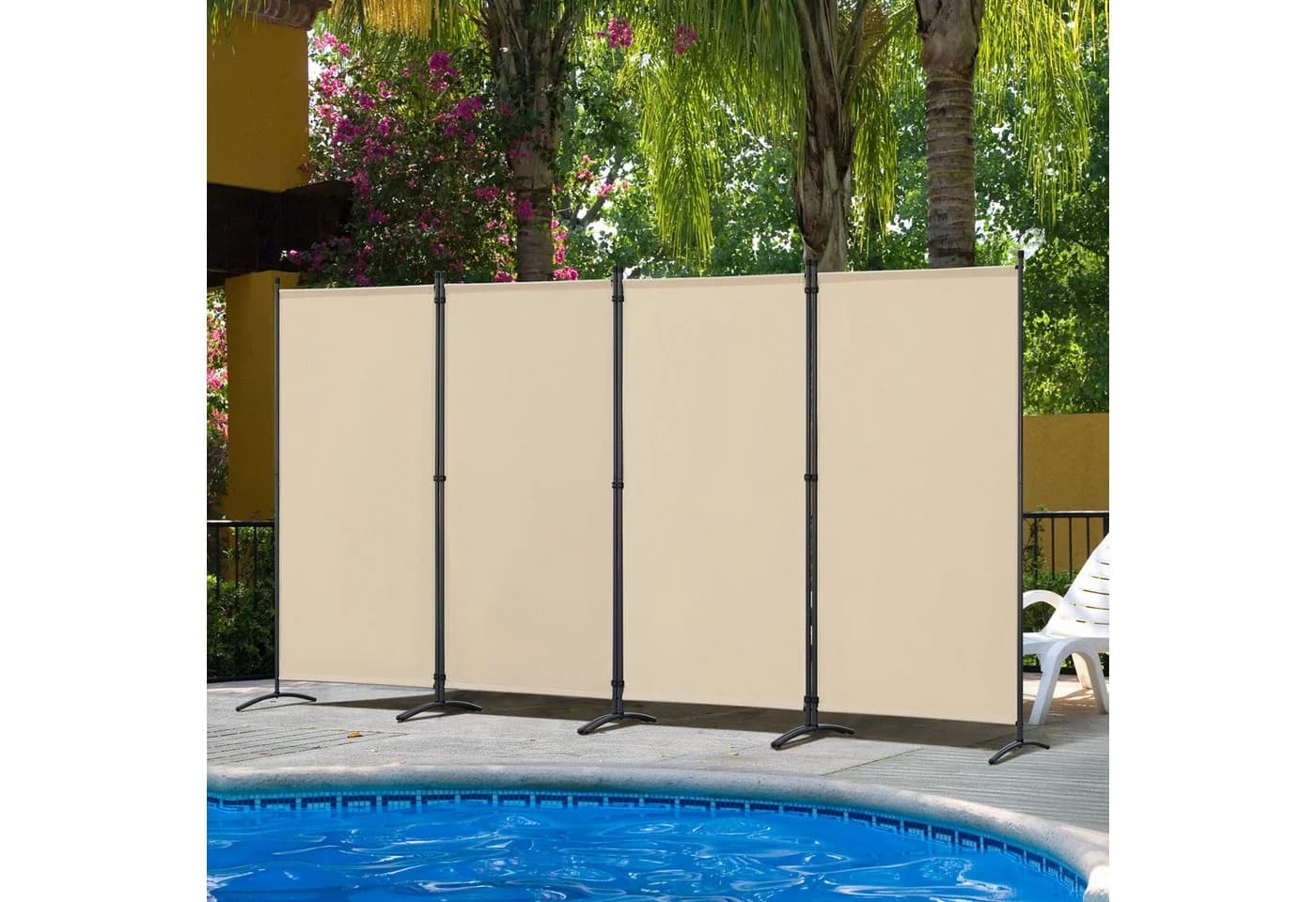 Angel Living 4-teiliger Paravent Raumteiler Sichtschutz Beige - Bild 5