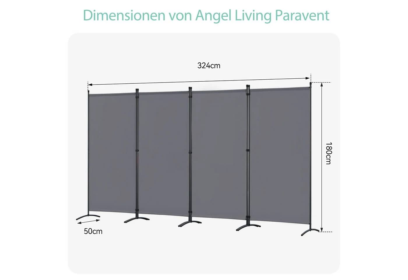 Angel Living Paravent 4-teilig Raumteiler Stahl Polyester