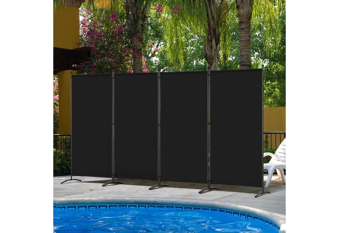 Angel Living 4-teiliger Paravent Raumteiler Sichtschutz Stahl Polyester - Bild 5
