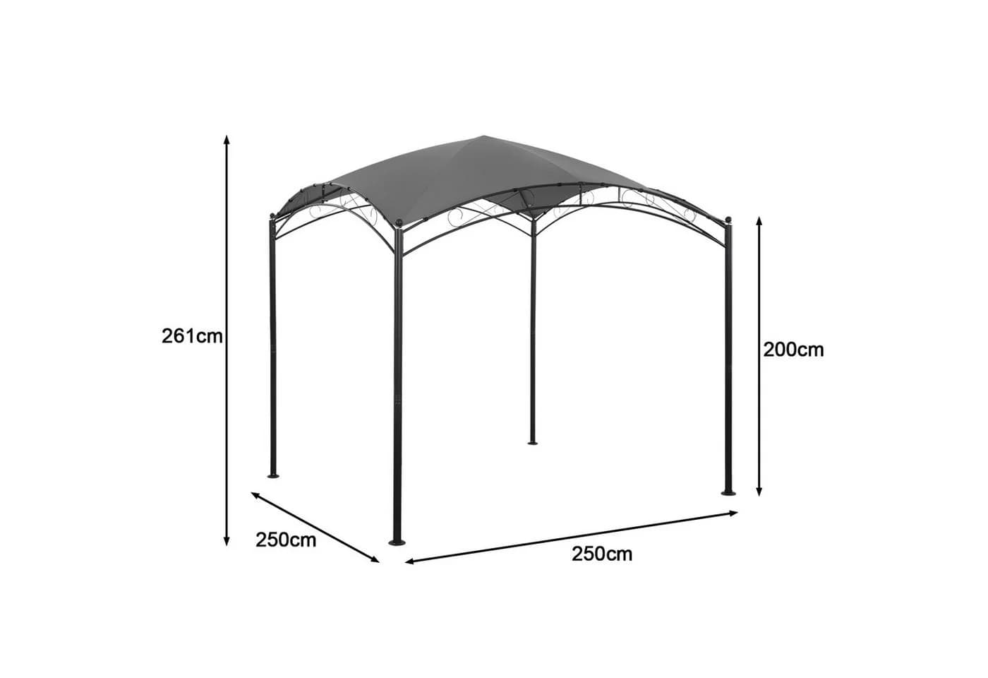Angel Living Gartenpavillon 2,5x2,5 m Grau UV-beständig