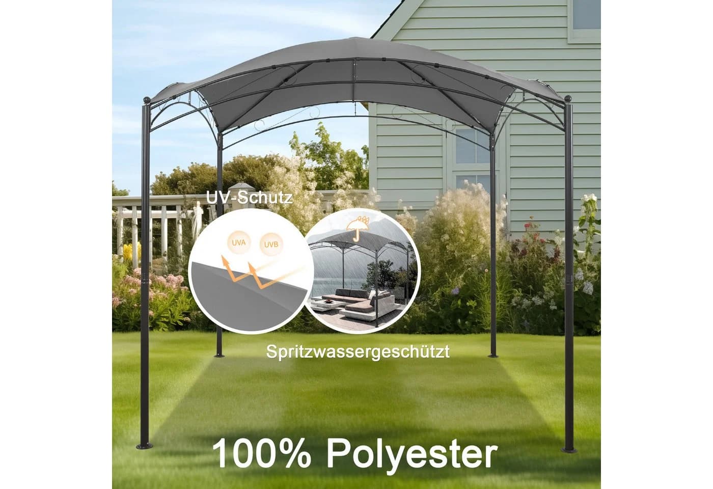 Angel Living Gartenpavillon 2,5x2,5 m Grau UV-beständig - Bild 5