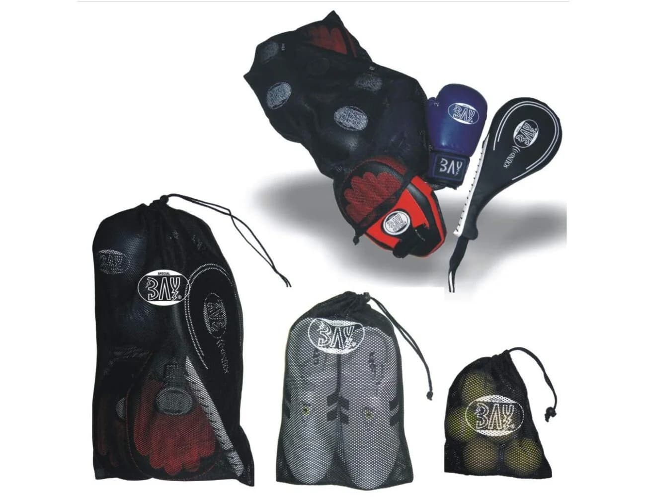 BAY-Sports Mesh Bag Kordelzug Schwarz Sporttasche - Bild 2