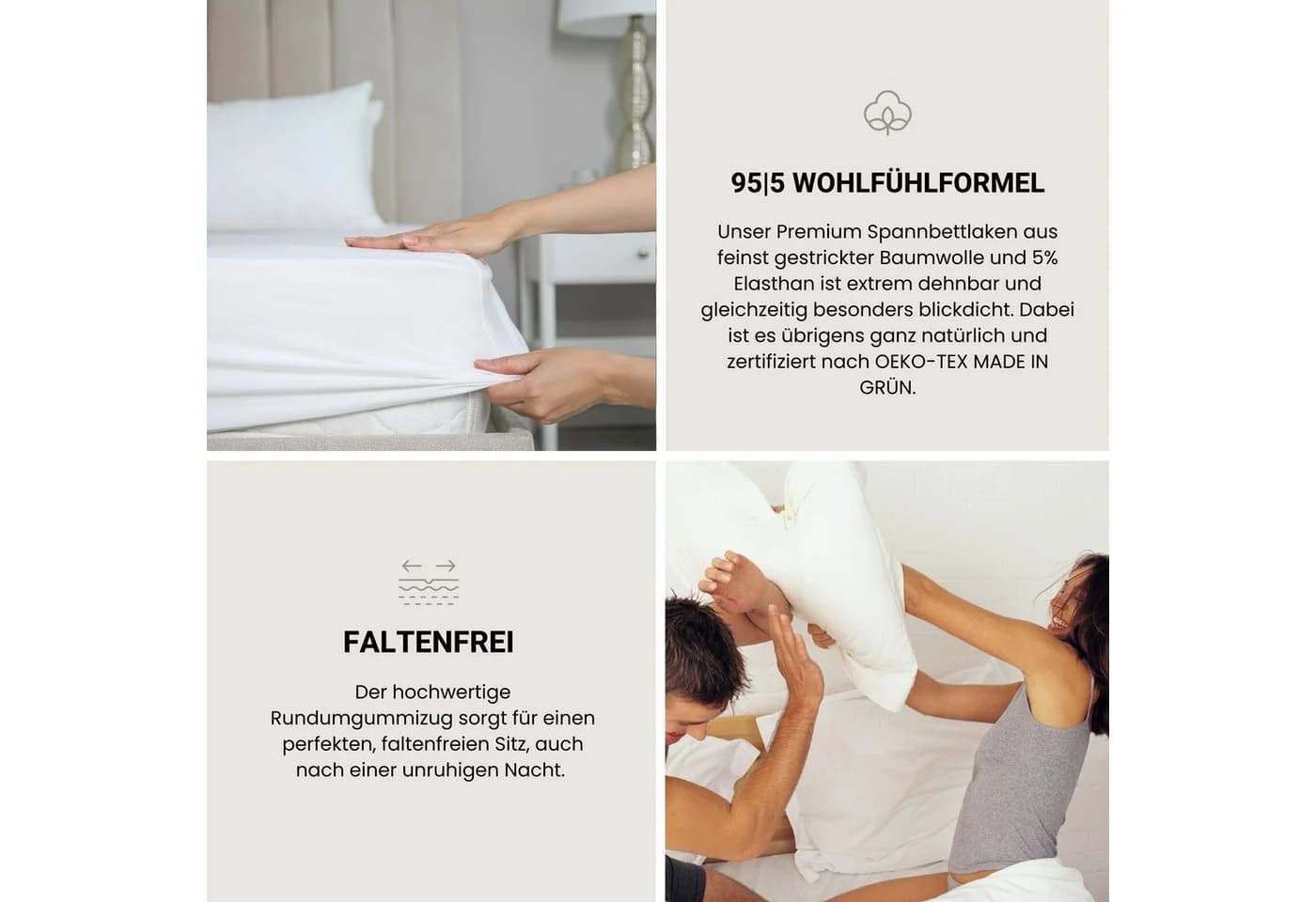 Spannbettlaken SCHIESSER Flexi 95% Baumwolle 5% Elasthan Helltaupe - Bild 5